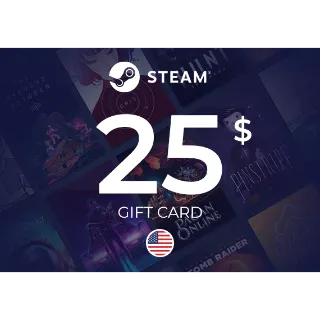 Steam Wallet Gift Card 25 USD ⚡️ [𝐅𝐀𝐒𝐓 𝐃𝐄𝐋𝐈𝐕𝐄𝐑𝐘] ⚡️