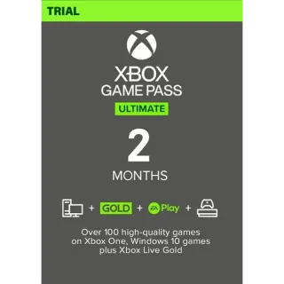 XBOX GAME PASS ULTIMATE 2 MONTH MEMBERSHIP - US - (ONLY FOR NEW ACCOUNTS)