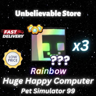 3x Rainbow Huge Happy Computer