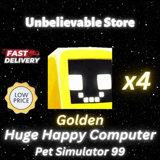 4x Golden Huge Happy Computer