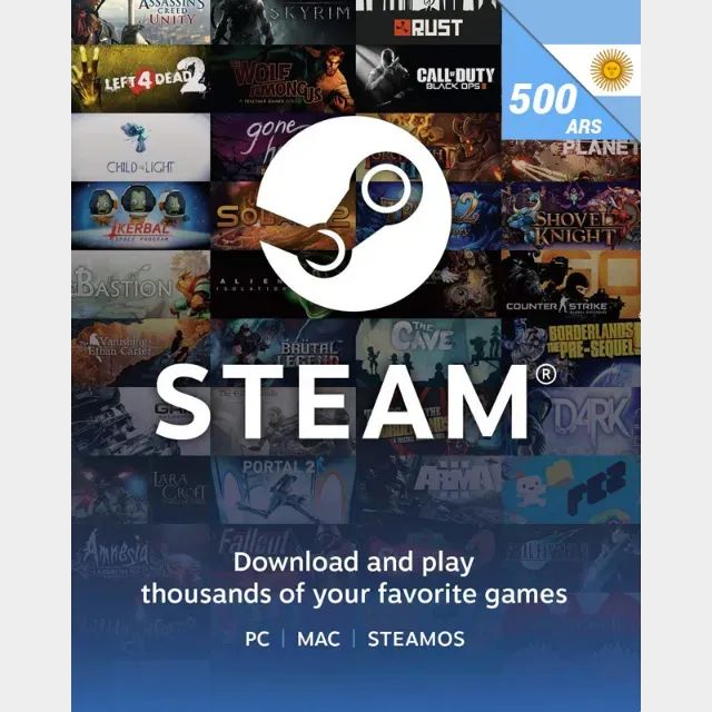 Steam Wallet Gift Card 500 ARS Key ARGENTINA *INSTANT Steam Gift