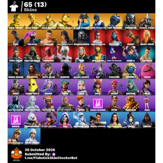 [PC/XBOX/PSN]💛LEVEL 1360💛65 RARE SKINS💛GOLD MIDAS💛GOLD BRUTUS💛GOLD MEOWSCLES 💛GOLD TNTINA 💛PREDATOR 💛TART TYCOON 💛 FULL ACCESS✅