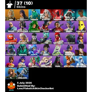[PC/PSN/XBOX] 🔥 LEVEL 513 🔥 37 SKIN 🔥 ZEUS 🔥  POSEIDON  🔥 BLACK CAT 🔥 DEADPOOL 🔥  SANTA DOGG 🔥 FULL ACCESS