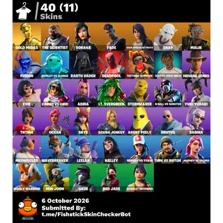 [PC/XBOX/PSN] 🔥LEVEL 983 🔥40 RARE SKINS🔥GOLD MIDAS 💙 DARTH VADER 💀 DEADPOOL 🛡️ THE SCIENTIST ⚔️ FADE 👑 SNAP 💪 FULL ACCESS✅