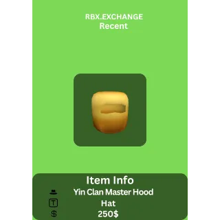 Yin Clan Master Hood / Gold Ninja Mask | Code (READ DESC)