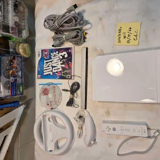 Nintendo Wii RVL-001 Console Bundle Mario Party 8 & Just Dance 3 and Controller