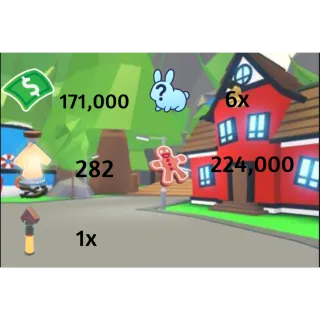 171,000 bucks /282 Age of portions / 1x Tiny age of portion/ 6x pets / 224,000 Gingerbread - Adopt me 