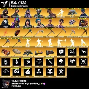 Fortnite og account 246 skins | OG STW | IKONIK | The Reaper | Glow | Elite Agent | Travis Scott | Grind | Blitz | Clutch
