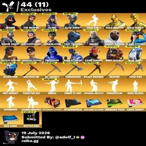 Fortnite og account 270 skins | Indigo Kuno | IKONIK | The Reaper | Glow | Elite Agent | Gold Brutus | Gold Midas