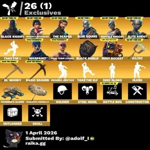 Fortnite account 71 skins | OG STW | Black Knight | Sparkle Specialist | The Reaper | Blue Squire