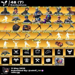 Fortnite account 138 skins | OG STW | Black Knight | Sparkle Specialist | The Reaper | Blue Squire | Travis Scott