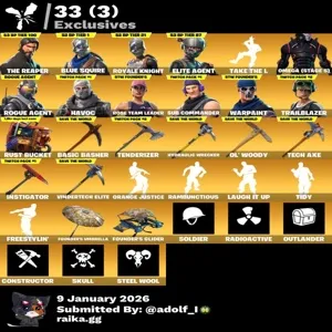 Fortnite 94 skins | OG STW | The Reaper | Blue Squire | Royale Knight | Elite Agent | Omega (stage 5)