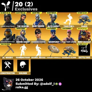 Fortnite og account 74 skins | OG STW | OG Aerial Assault Trooper | The Reaper | Blue Squire | Elite Agent | Master Chief