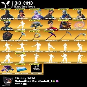 Fortnite og account 110 skins | Black Knight | Sparkle Specialist | Galaxy | The Reaper | Blue Squire | Royale Knight