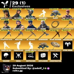 Fortnite og account 68 skins | OG STW | OG Renegade Raider | The Reaper | Elite Agent | Trailblazer | Sub Commander 