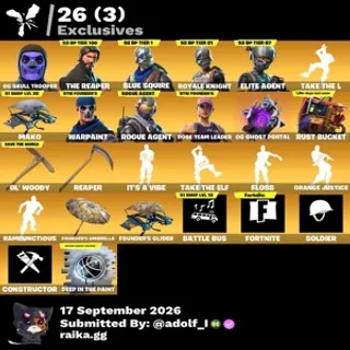 Fortnite og account 45 skins | OG STW | Og Skull Trooper | The Reaper | Blue Squire | Royale Knight | Elite Agent | Rogue Agent