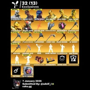 240 skins | Renegade Raider | Aerial Assault Trooper | Rogue Spider Knight | Travis Scott | Astro Jack