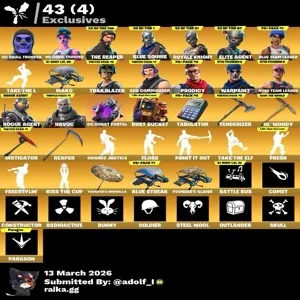 Fortnite account 59 skins | OG STW | Og Skull Trooper | Og Ghoul Trooper | The Reaper | Blue Squire