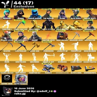 Fortnite account 168 skins | Wonder | IKONIK | Honor Guard | The Reaper | Glow | Elite Agent | Travis Scott