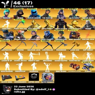 Fortnite account 168 skins | Wonder | IKONIK | Honor Guard | The Reaper | Glow | Elite Agent | Travis Scott