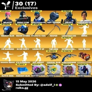 Fortnite account 145 skins | Wildcat | Snake Eyes | Point Patroller | Tart Tycoon | Trilogy | Pitch Patroller | Eternal Knight