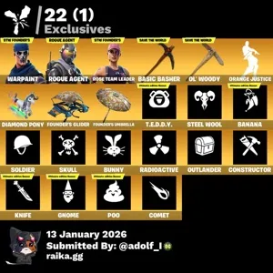 Fortnite account 23 skins | OG STW | 4050 VB | Rogue Agent | Calamity | Alli | Drift | Son Goku | Carbide | Ravenpool