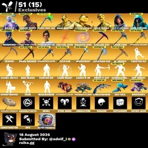 Fortnite og account 169 skins | OG STW | Galaxy | Travis Scott | Gold Brutus | Gold Meowscles | Gold Midas | FNCS 3:1