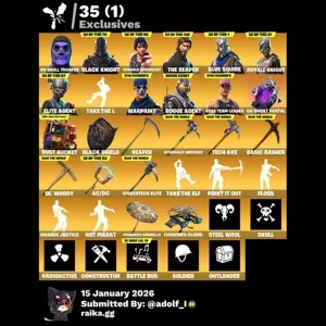 Fortnite 54 skins | OG STW | Og Skull Trooper | Black Knight | Sparkle Specialist | The Reaper | Blue Squire