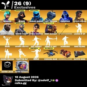 Fortnite og account 157 skins | Wonder | IKONIK | Honor Guard | Tart Tycoon | Freediver | Fashion Banshee | Shady Doggo