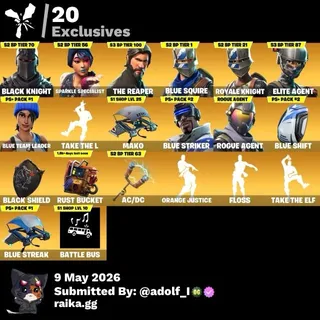 Fortnite account 47 skins | Black Knight | Sparkle Specialist | The Reaper | Blue Squire | Royale Knight