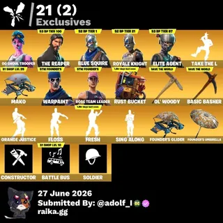 Fortnite og account 47 skins | OG STW | Og Ghoul Trooper | The Reaper | Blue Squire | Royale Knight