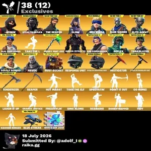 Fortnite og account 159 skins | IKONIK | Stealth Reflex | The Reaper | Glow | Neo Versa | Blue Squire | Elite Agent