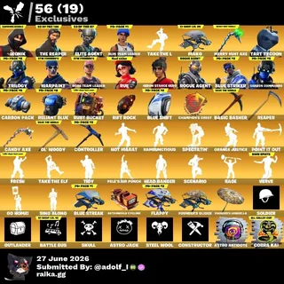 Fortnite og account 190 skins | OG STW | IKONIK | The Reaper | Elite Agent | Blue Team Leader | Tart Tycoon | Trilogy
