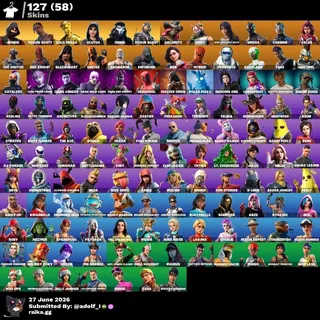Fortnite og account 127 skins | IKONIK | Travis Scott | Gold Midas | Clutch | Grind | Rogue Agent | Calamity | Drift