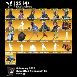 Fortnite 142 skins | Black Knight | Sparkle Specialist | The Reaper | Blue Squire | Royale Knight | Elite Agent