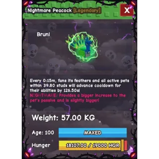 NIGHTMARE TITANIC PEACOCK (57.00 KG) 15S WITH TOY