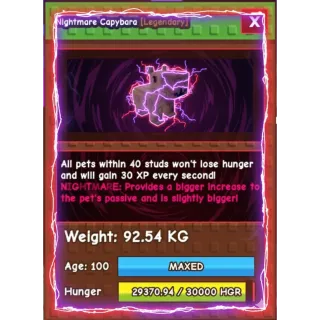 NIGHTMARE TITAN CAPYBARA (92.54 KG) // GIVES PET 30 XP PER SECOND!