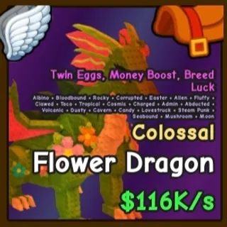 COLOSSAL Flower Dragon (Albino) | 0.5% Hatch Rate | RAREST PET!