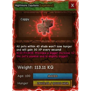 3X GODLY CAPYBARAS ( 108.22 + 100.87 + 98.49 KG) ALL MAX AGE AND NIGHTMARE MUT. // RAREST KGS!