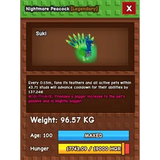 Nightmare GODLY Peacock (96.57 KG) ONLY 15s COOLDOWN | UNLI CD REDUCTION!