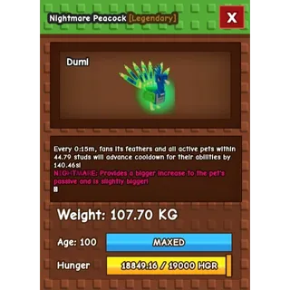 Nightmare COLOSSAL Peacock (107.70 KG) ONLY 15s COOLDOWN | UNLI CD REDUCTION!