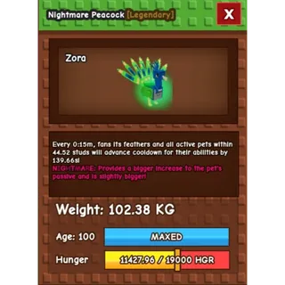 Nightmare COLOSSAL Peacock (102.38 KG) ONLY 15s COOLDOWN | UNLI CD REDUCTION!
