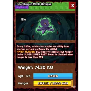 Hyper Hunger Mimic Octopus ( ALL 75 KG MAX AGE) // 15s COOLDOWN; NO TOY // CHEAP!