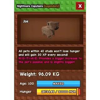 Titan Capybara (96.09 KG) BEST PET TO FARM XP!