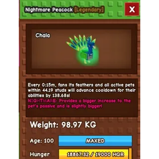 Nightmare COLOSSAL Peacock (98.97 KG) Only 15s COOLDOWN // CHEAP