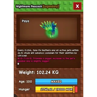 Nightmare COLOSSAL Peacock (102 KG) ONLY 15s COOLDOWN | UNLI CD REDUCTION! Delivery time