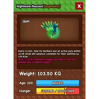Nightmare COLOSSAL Peacock (103.50 KG) ONLY 15s COOLDOWN | UNLI CD REDUCTION!