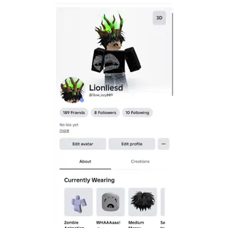 Roblox account rare item effect Verdant Crown/rap 1,855