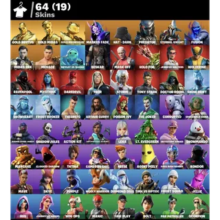 [PC] 64 SKINS | GOLD BRUTUS | GOLD MIDAS | GOLD MEOWSCLES | MASKED FADE | HAT - DARK | PREDATOR | ETERNAL KNIGHT | 