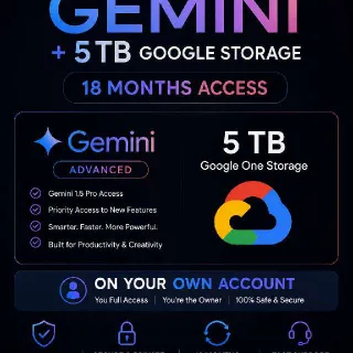 Gemini 18 Months + 5 Tb Google Storage On Your Own Account